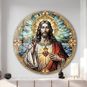 Jesus Tempered Glass Wall Art, Christ Wall Art, Jesus of Nazareth, Stained Glass Art, Glass Printing Wall Art Decor, Religious Wall Art Gift