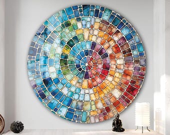Tempered Glass Wall Art-Stained Round Wall Art Gift-Circle Wall Art-Tempered Glass Art-Glass Wall Decor-Abstract Glass Art-Round Wall Decor