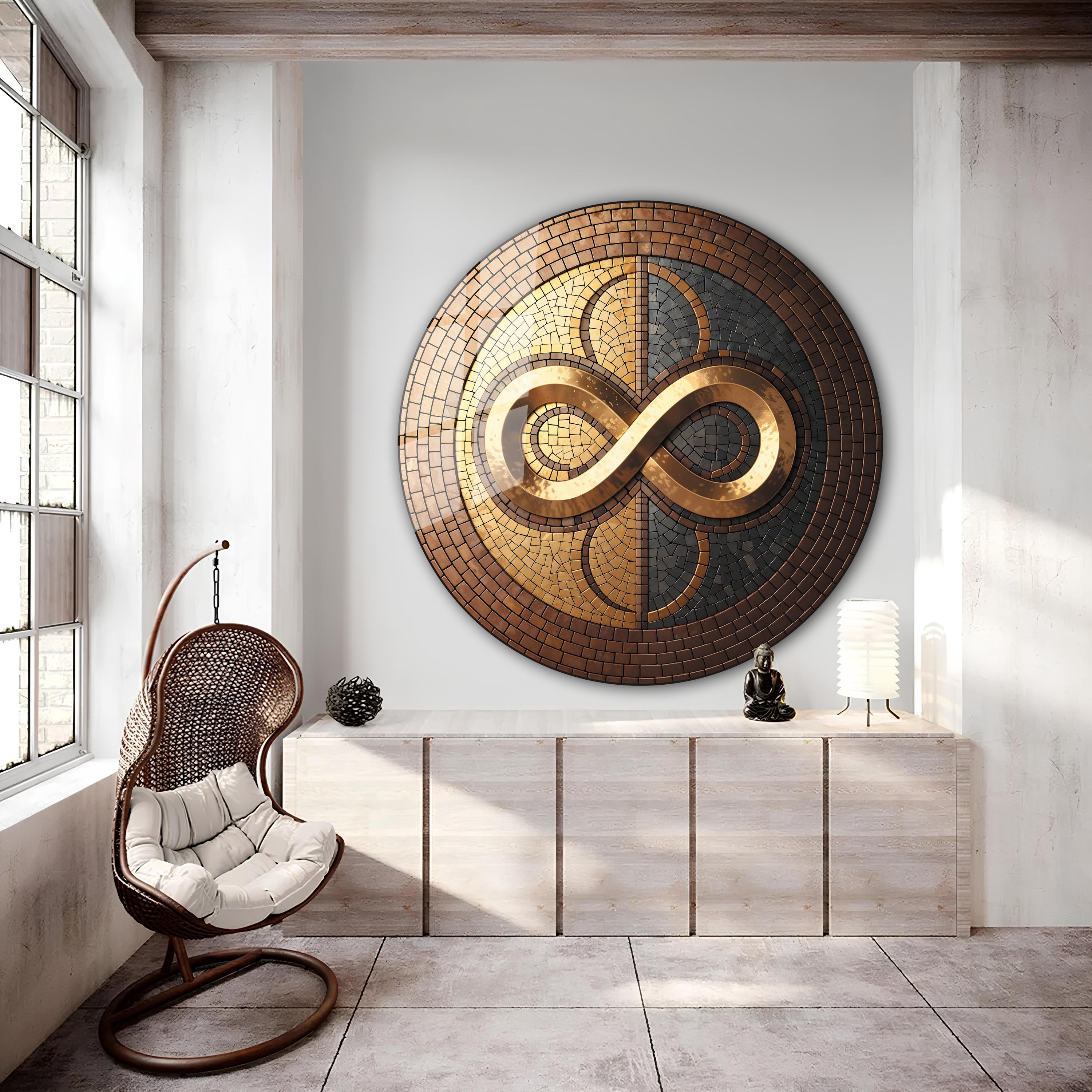 Infinity Symbol Glass Wall Art-round Ancient Mosaic-modern Art-round ...