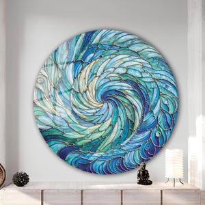 Tempered Glass Wall Art-Stained Round Wall Art Gift-Circle Wall Art-Tempered Glass Art-Glass Wall Decor-Abstract Glass Art-Round Wall Decor