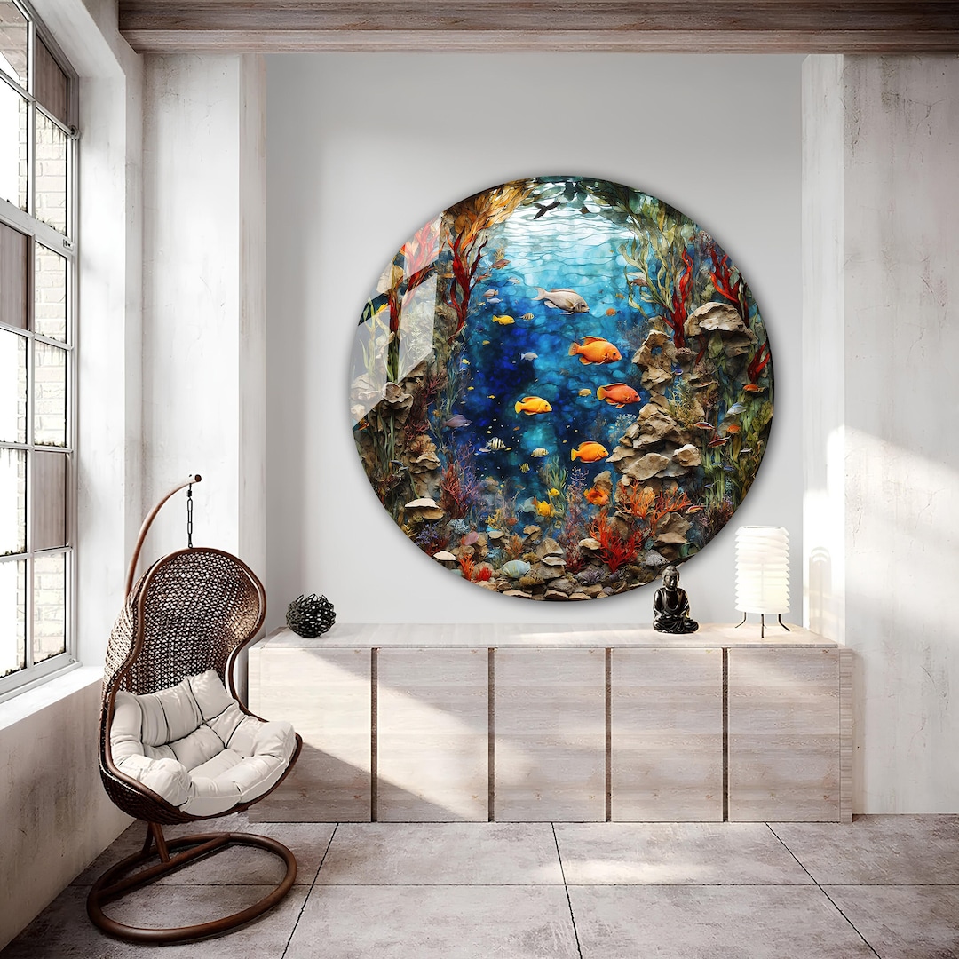 Tempered Glass Wall Art-round Wall Art Gift-circle Wall Art-tempered ...