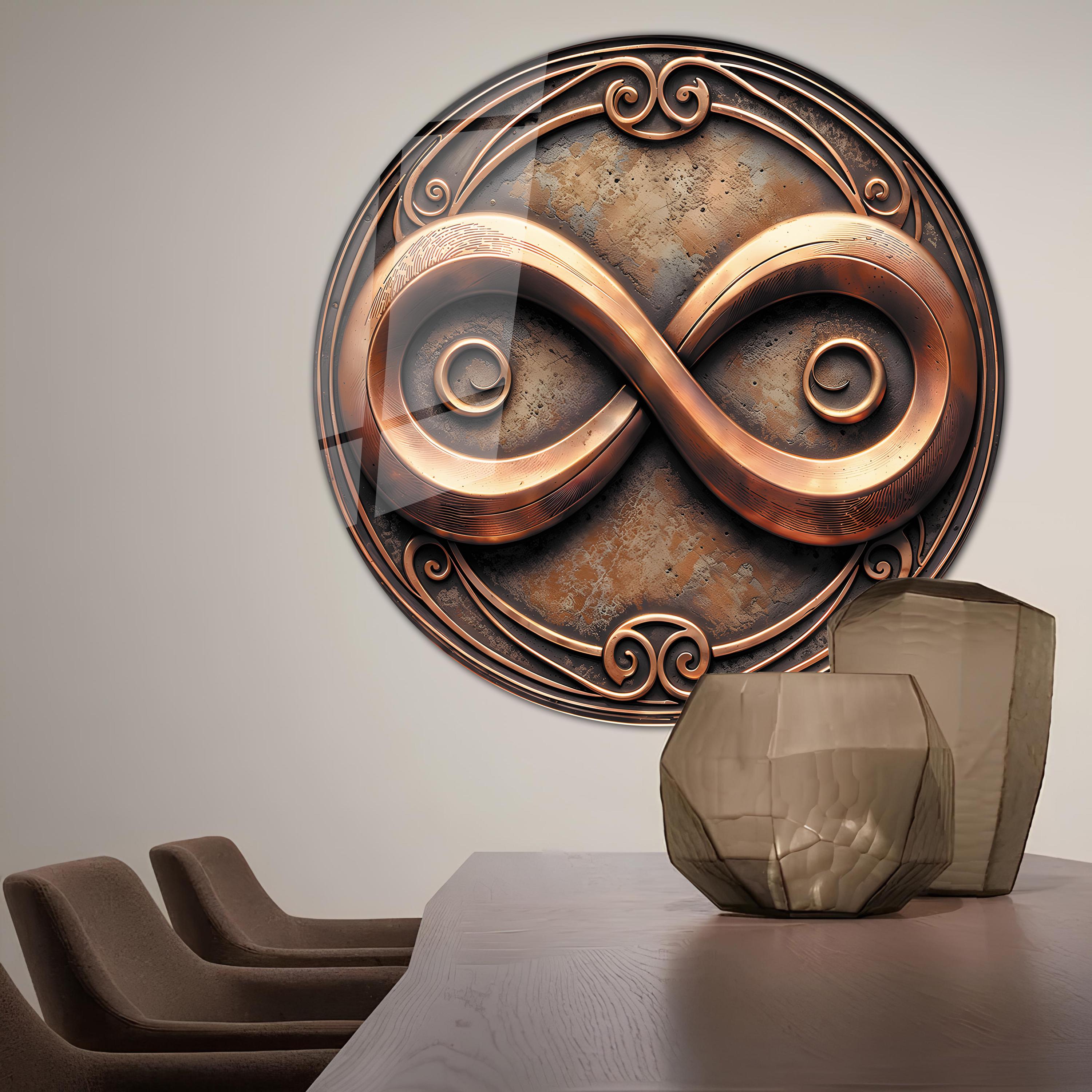 Copper Look Infinity Symbol Glass Wall Art Decor, Abstract Wall ...