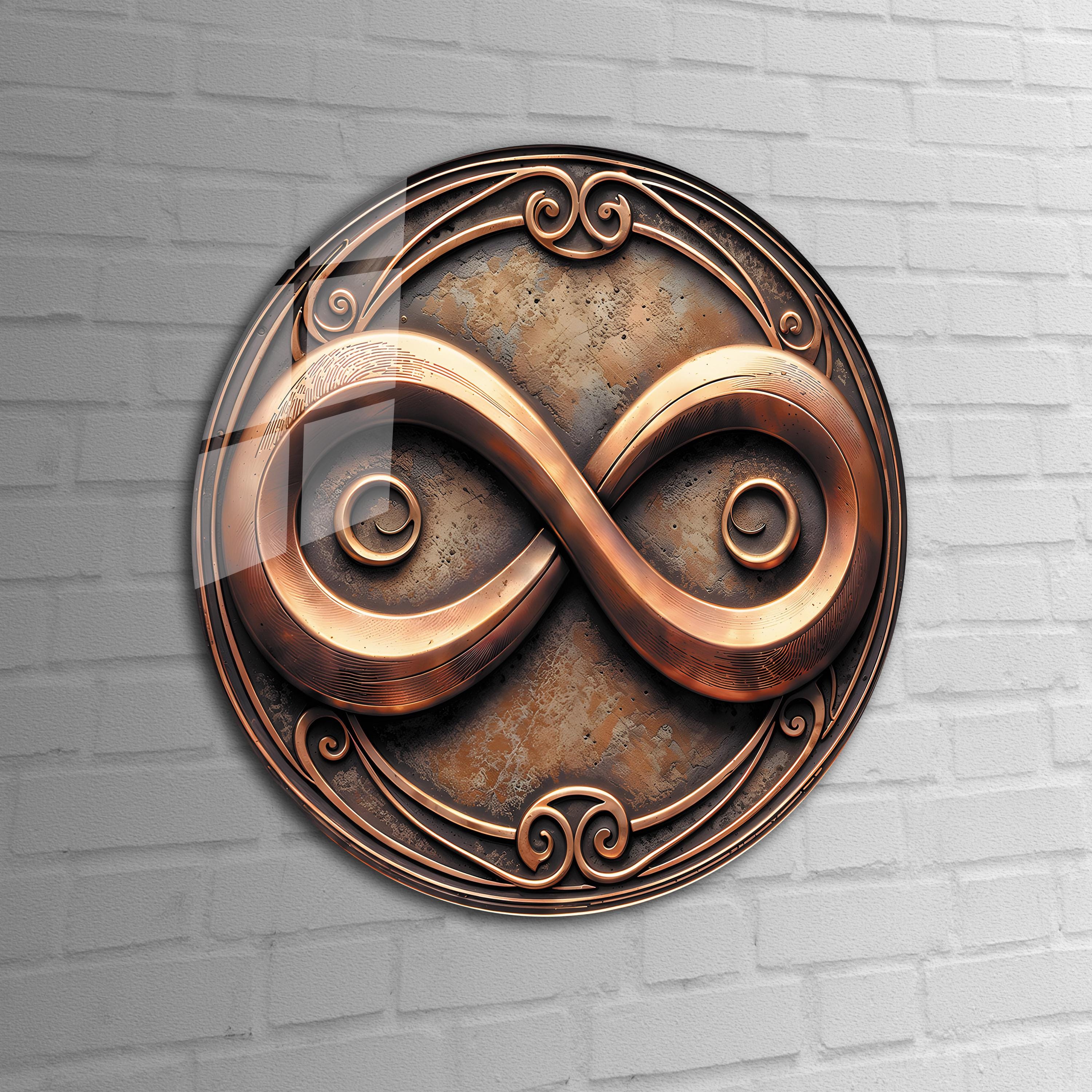 Copper Look Infinity Symbol Glass Wall Art Decor, Abstract Wall ...