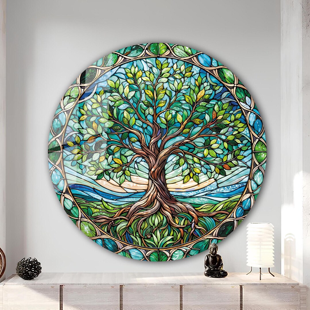Tree of Life Stained Glass Wall Printing -home&office Wall Art Decor ...
