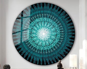 Tempered Glass Abstract Wall Art, Modern Round Decor