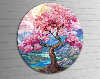 生命の樹ステンドグラス壁画 - 自宅＆オフィス用ウォールアート装飾