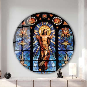 Jesus Tempered Glass Wall Art, Christ Wall Art, Jesus of Nazareth, Stained Glass Art, Glass Printing Wall Art Decor, Religious Wall Art Gift