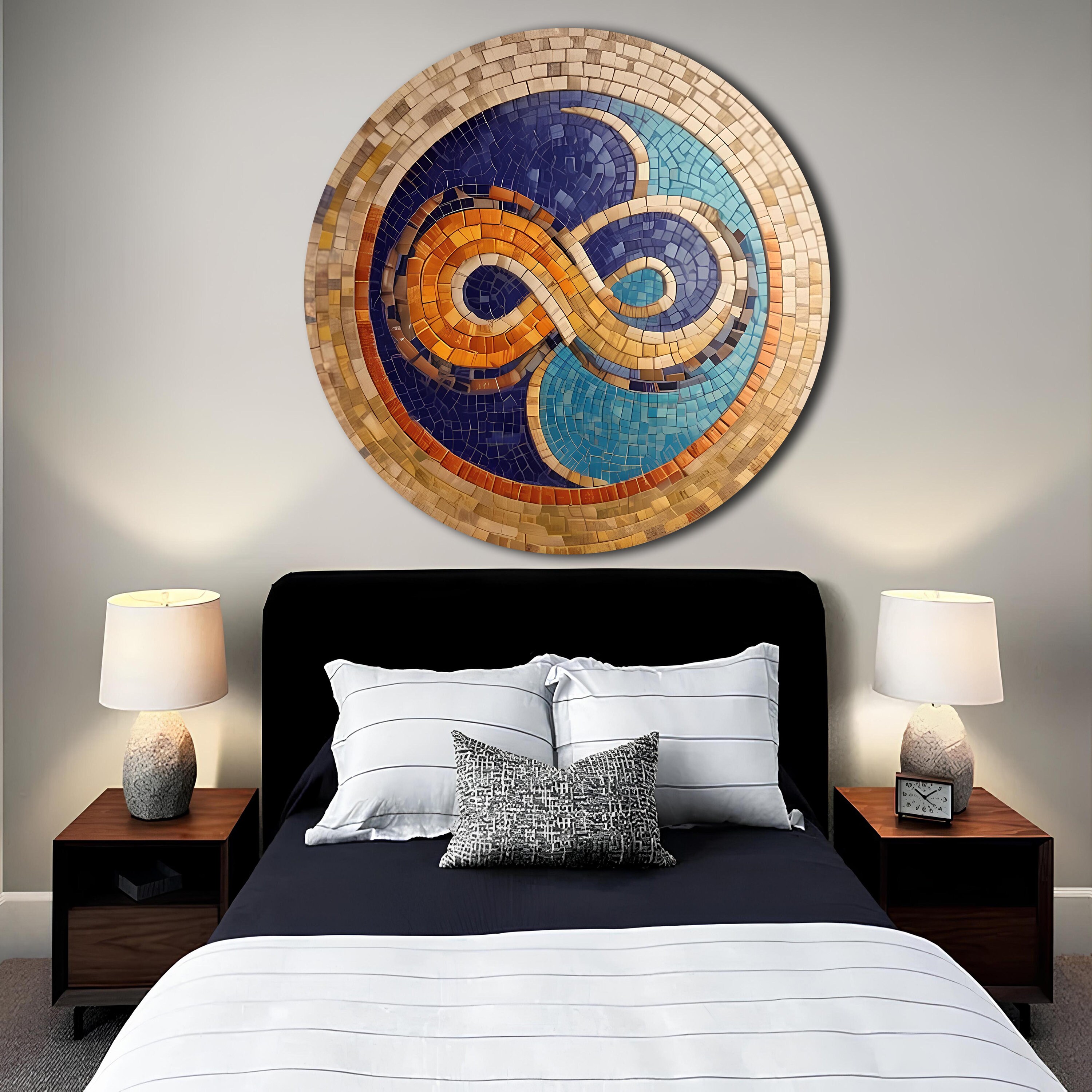 Infinity Symbol Glass Wall Art-round Ancient Mosaic-modern - Etsy