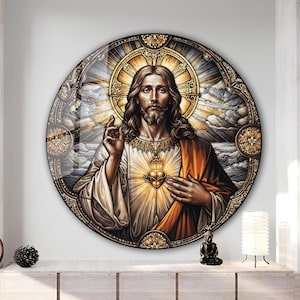 Jesus Tempered Glass Wall Art, Christ Wall Art, Jesus of Nazareth, Stained Glass Art, Glass Printing Wall Art Decor, Religious Wall Art Gift