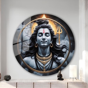 Tempered Glass Wall Art | Hindu God Shiva Wall Art | Hindu Home Decor | Abstract Wall Decor | Housewarming Gifts | Home Decor | Gift For Her