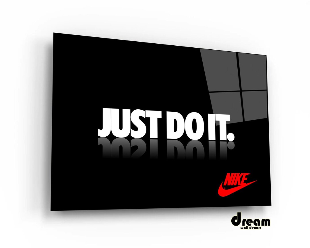 Just Do It Wall Art Tempered Glass Wall Decor Swoosh Wall Etsy