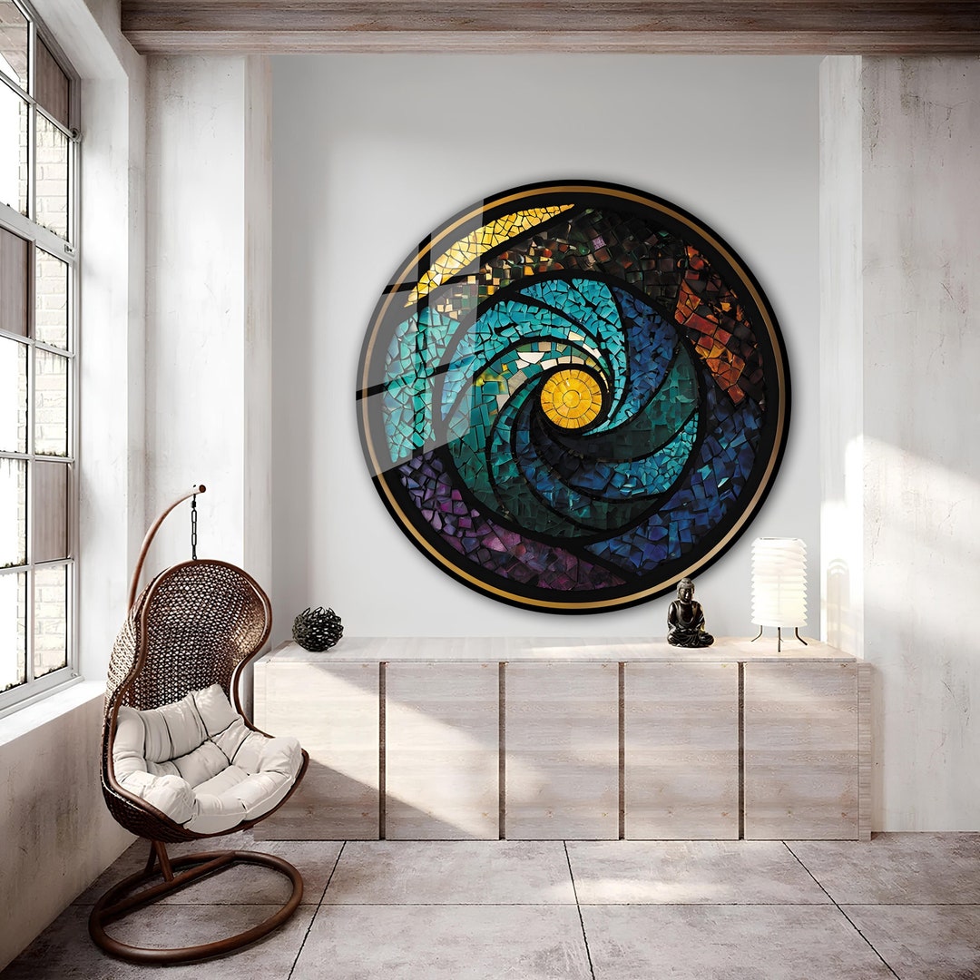Glass Mosaic Wall Art, Tempered Glass Art, Glass Wall Decor, Durable ...