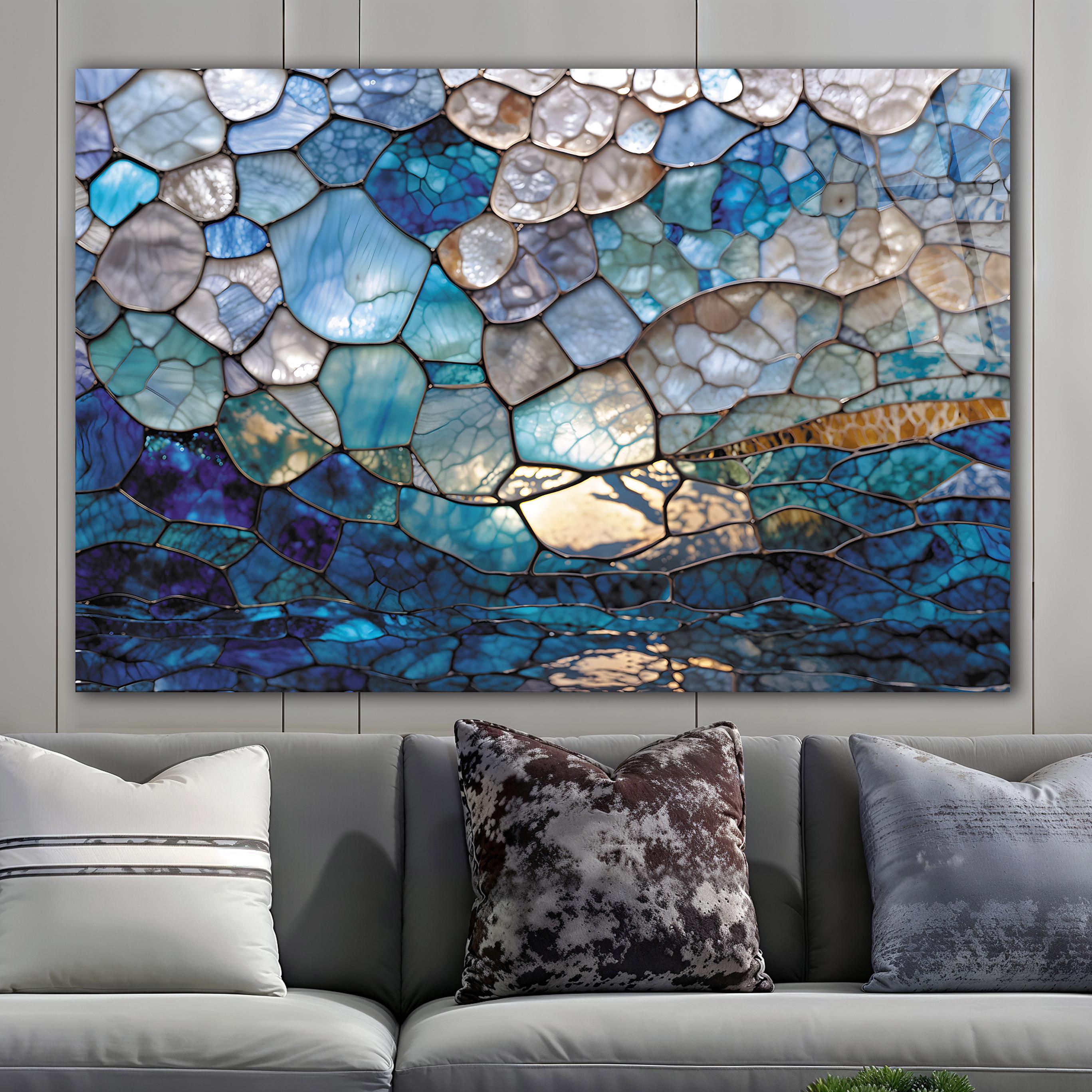 Tableau Mural En Verre Trempé VA Art-Glass - Vagues Vertes, Art Moderne, Toutes Tailles