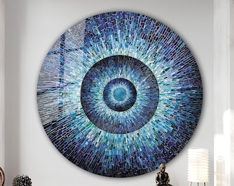 Tempered Glass Wall Art-Stained Round Wall Art Gift-Circle Wall Art-Tempered Glass Art-Glass Wall Decor-Abstract Glass Art-Round Wall Decor