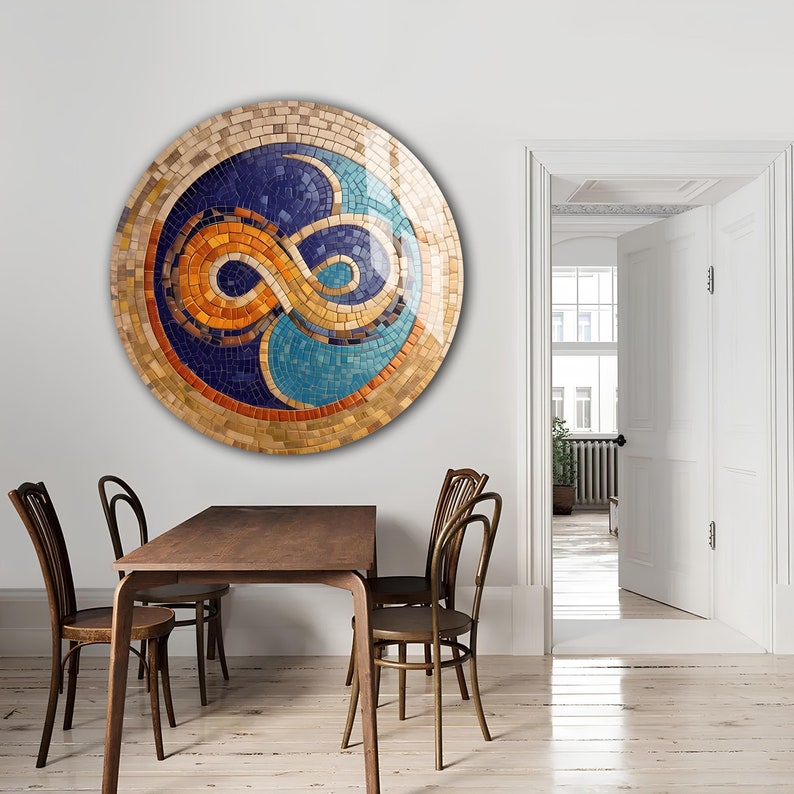 Infinity Symbol Glass Wall Art-round Ancient Mosaic-modern Art-round ...