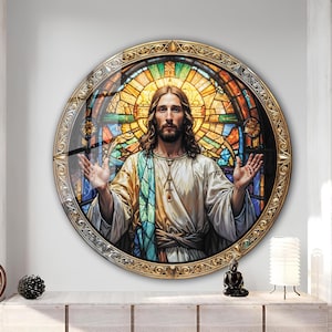 Jesus Tempered Glass Wall Art, Christ Wall Art, Jesus of Nazareth, Stained Glass Art, Glass Printing Wall Art Decor, Religious Wall Art Gift
