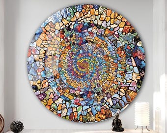 Tempered Glass Wall Art-Stained Round Wall Art Gift-Circle Wall Art-Tempered Glass Art-Glass Wall Decor-Abstract Glass Art-Round Wall Decor