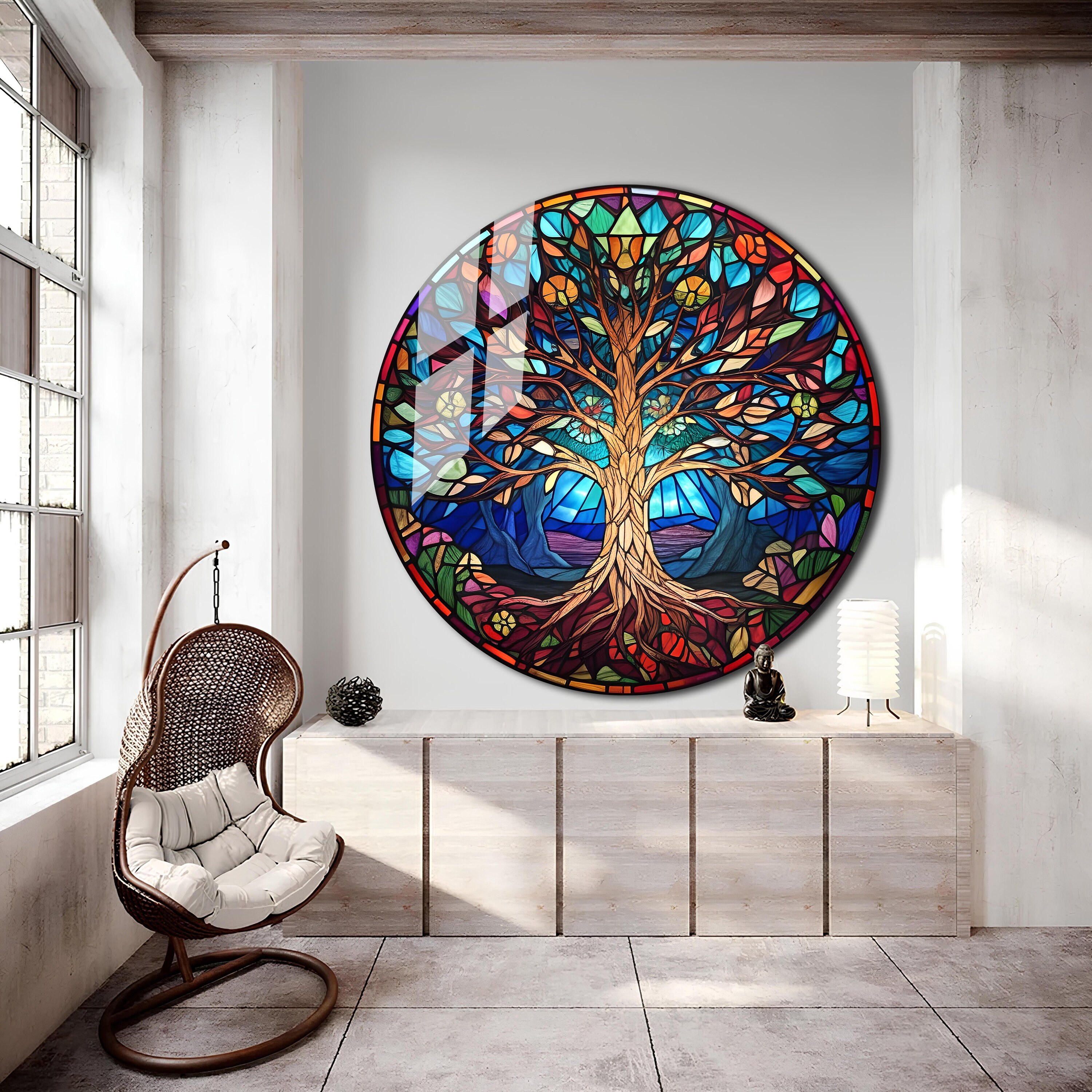 Tree of Life Stained Glass Wall Painting home&office Wall Art Decor ...