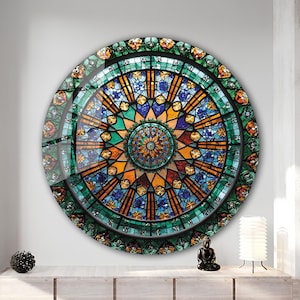 Tempered Glass Wall Art-Stained Round Wall Art Gift-Circle Wall Art-Tempered Glass Art-Glass Wall Decor-Abstract Glass Art-Round Wall Decor