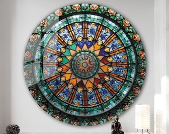 Tempered Glass Wall Art-Stained Round Wall Art Gift-Circle Wall Art-Tempered Glass Art-Glass Wall Decor-Abstract Glass Art-Round Wall Decor