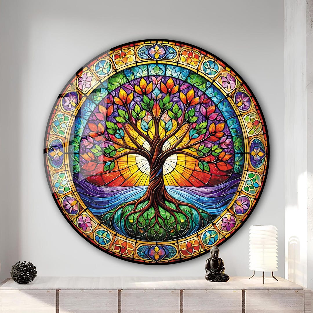 Tree of Life Stained Glass Wall Painting Home&office Wall Art Decor ...