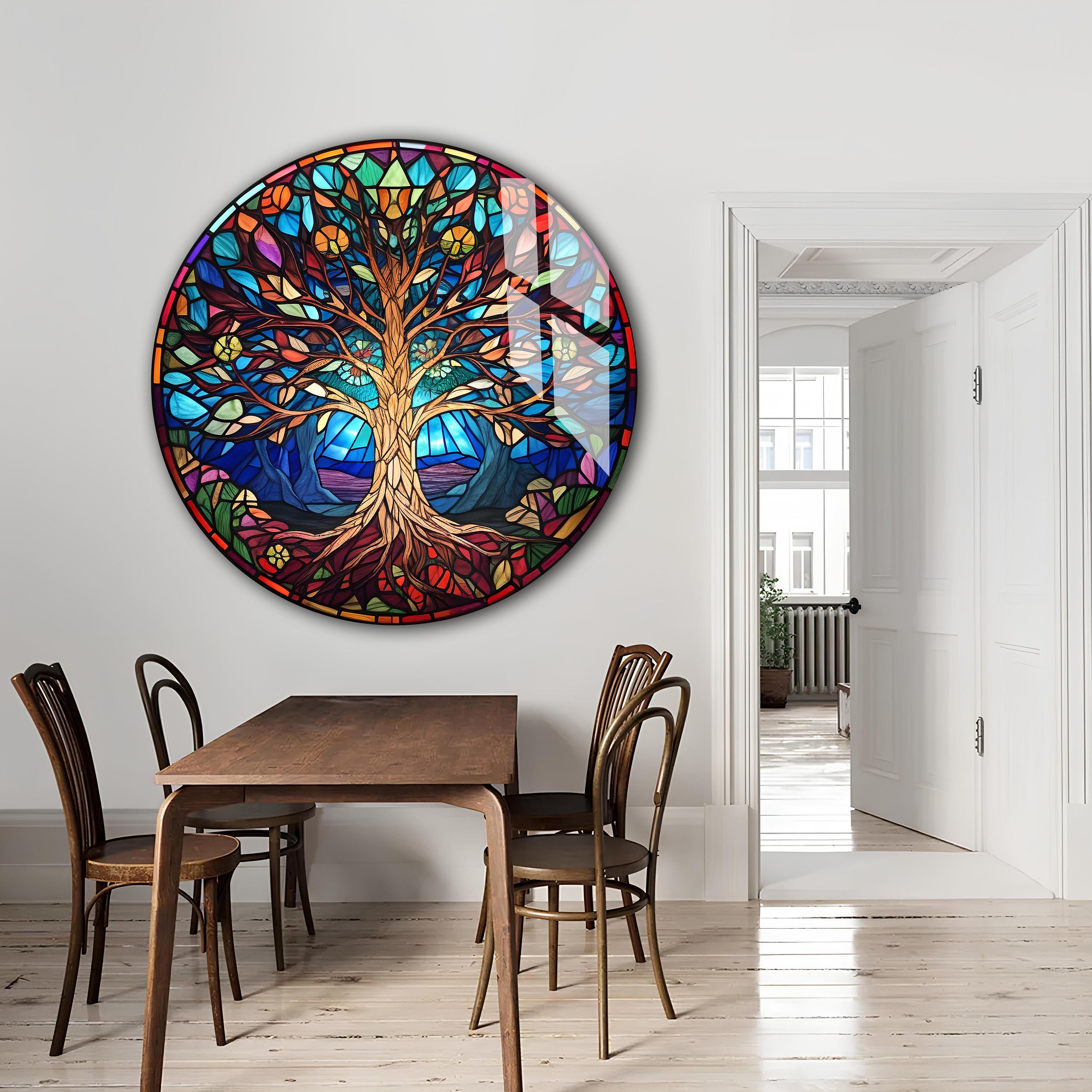 Tree of Life Stained Glass Wall Painting home&office Wall Art Decor ...