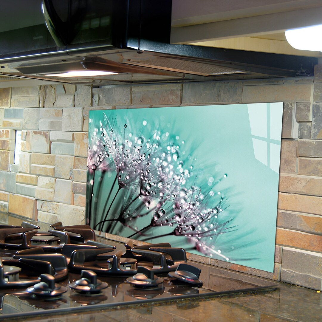 Glass Stove Top Cover Abstract Flower Kitchen Wall Decor for Gas Stove