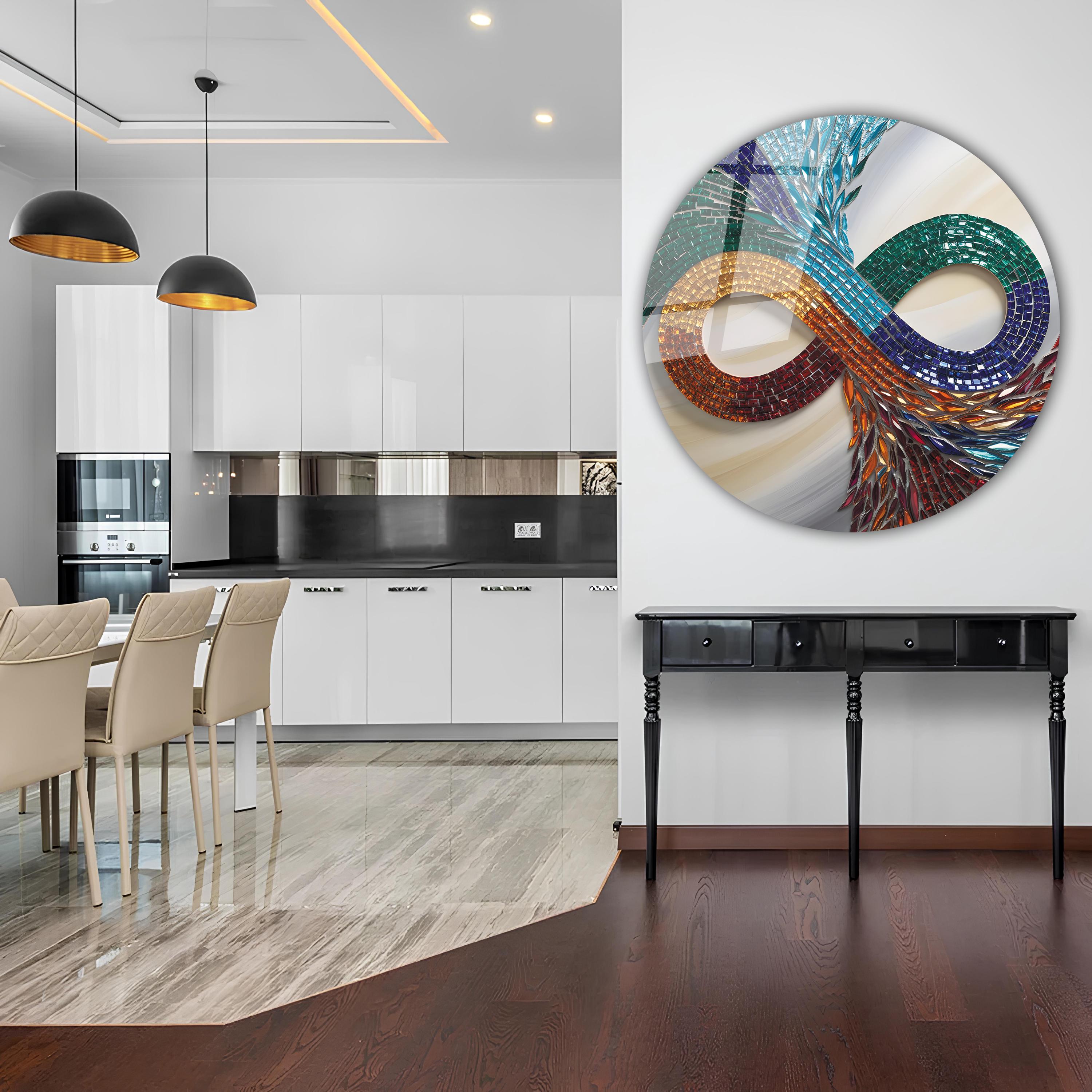Infinity Symbol Glass Wall Art-round Ancient Mosaic-modern Art-round ...