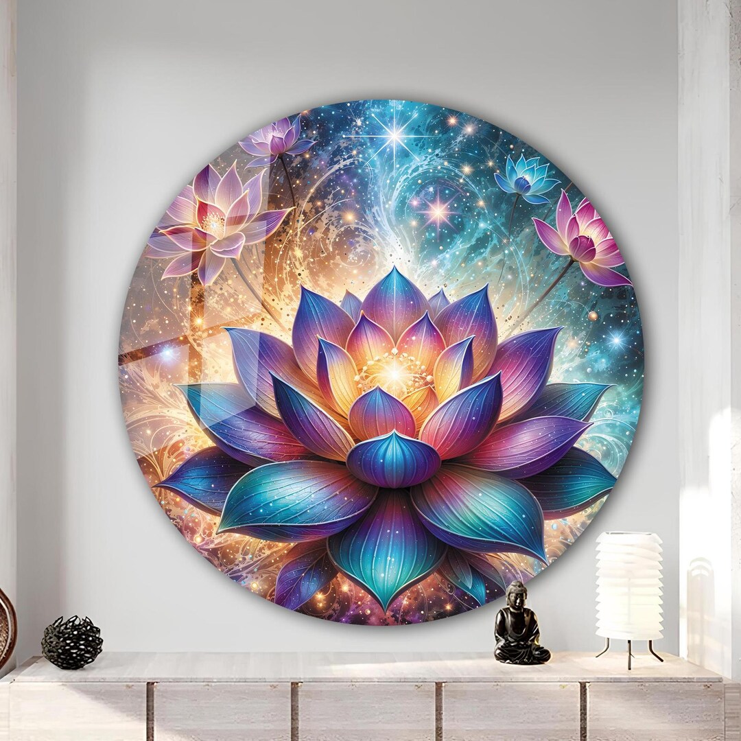 Lotus Tempered Glass Wall Art | Lotus Stained Wall Decor | Wall ...