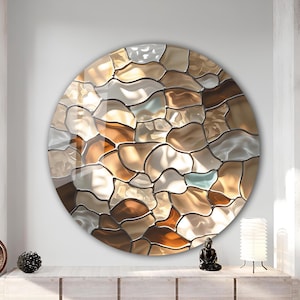 Tempered Glass Wall Art-Stained Look Round Wall Art Gift-Circle Wall Art-Tempered Glass Art-Glass Wall Decor-Abstract Glass Art