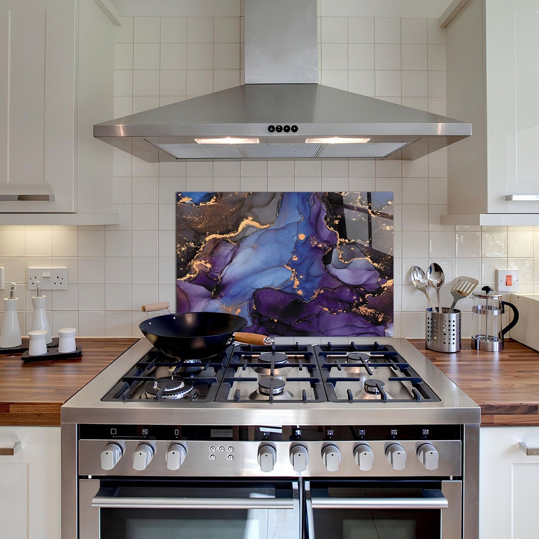 Glass Stove Top Cover Abstract Marble Design Kitchen Wall Etsy UK