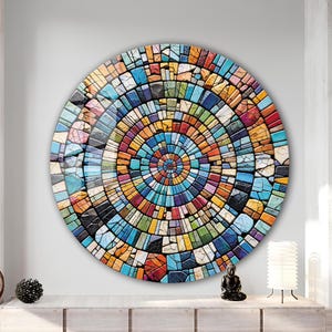 Tempered Glass Wall Art-Stained Round Wall Art Gift-Circle Wall Art-Tempered Glass Art-Glass Wall Decor-Abstract Glass Art-Round Wall Decor