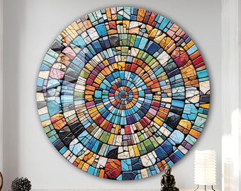 Tempered Glass Wall Art-Stained Round Wall Art Gift-Circle Wall Art-Tempered Glass Art-Glass Wall Decor-Abstract Glass Art-Round Wall Decor