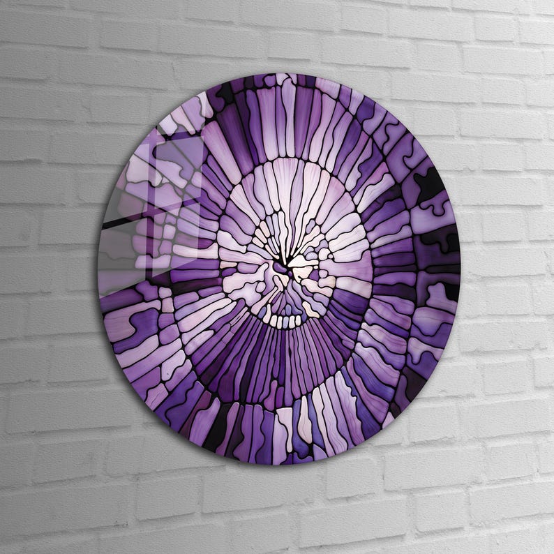 Tempered Glass Wall Art-stained Look Round Wall Art Gift-circle Wall ...
