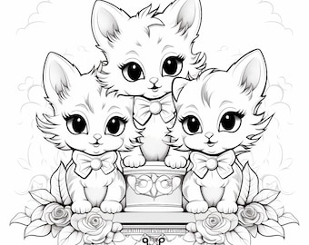 100 Cat Coloring Pages for Kdp Books 