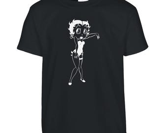 Betty Boop Classic Kids Crewneck T-Shirt | Vintage Cartoon Character Tee | Fun Retro Graphic Shirt | Childrens Apparel Gift