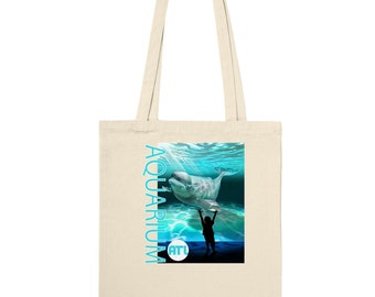 Bolso de mano con diseño de ballena beluga / Arte marino original / Bolso de lona inspirado en Atlanta / Bolsa de compras reutilizable / Regalo de vida marina