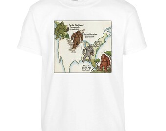 Lustiges Big Foot / Sasquatch Cartoon Tshirt, Kinder- & Babykleidung