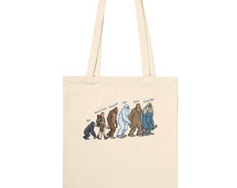 Bigfoot Evolution Tragetasche - Lustiges Sasquatch Geschenk für Naturliebhaber - Umweltfreundliche wiederverwendbare Einkaufstasche aus 100% Baumwolle