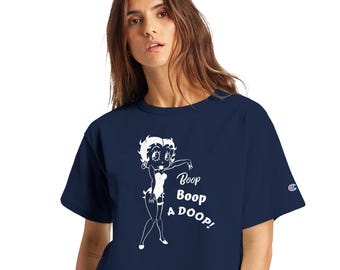 Betty Boop abgeschnittenes Erbe Rundhals-T-Shirt | Vintage Cartoon Grafik T-Shirt | 100% Baumwolle