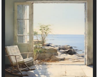 Andrew Wyeth styled Water color Print, New England Coast, Beautify any room! Museum-Quality Matte Paper Wooden Framed Poster