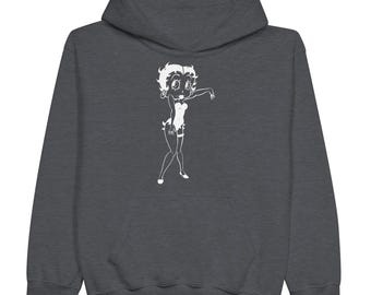 Betty Boop Jugend Hoodie | Mittelschweres Fleece-Pullover-Sweatshirt | Spaß-Zeichentrickfigur-Geschenk für Kinder | Gemütlich und stilvoll
