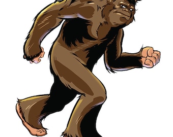 Funny Bigfoot Wall Art Printable | Sasquatch Cartoon Digital Download | Cabin Decor