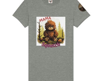 Baby-Squatch-T-Shirt, Mama-Bigfoot-Shirt, süßes Geschenk für Sasquatch-Fans, lustiges Damen-Shirt mit Kryptiden-Motiv, Waldabenteuer-Bekleidung