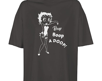 Betty Boop schweres, beschnittenes T-Shirt | Komfort Farben Vintage Style Tee | Kultiges Cartoon-Charakter-Shirt | Geschenk für Sie