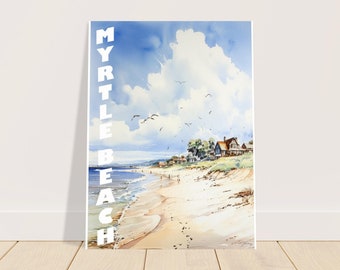 Myrtle beach 1920's style water color, Wall art, retro, classic art