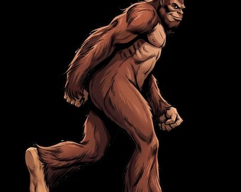 Druckbare Bigfoot-Kunstdrucke | Sasquatch-Cartoon – Digitaler Download