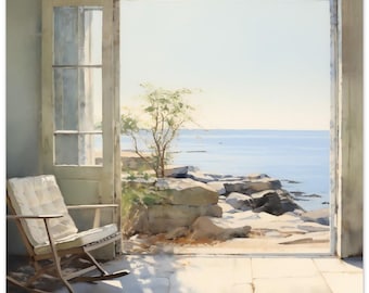 Andrew Wyeth gestylter Aquarell Druck, Küste von Neu England, Verschönern jeden Raum! Schaumstoff Quadrat