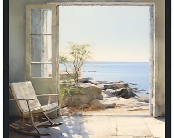 Andrew Wyeth gestylter Aquarell Druck, Küste von Neu England, Verschönern jeden Raum! Klassisches Poster aus halbglänzendem Papier mit Holzrahmen
