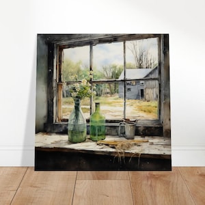 Andrew Wyeth styled Water color Print, New England Coast, Beautify any room!